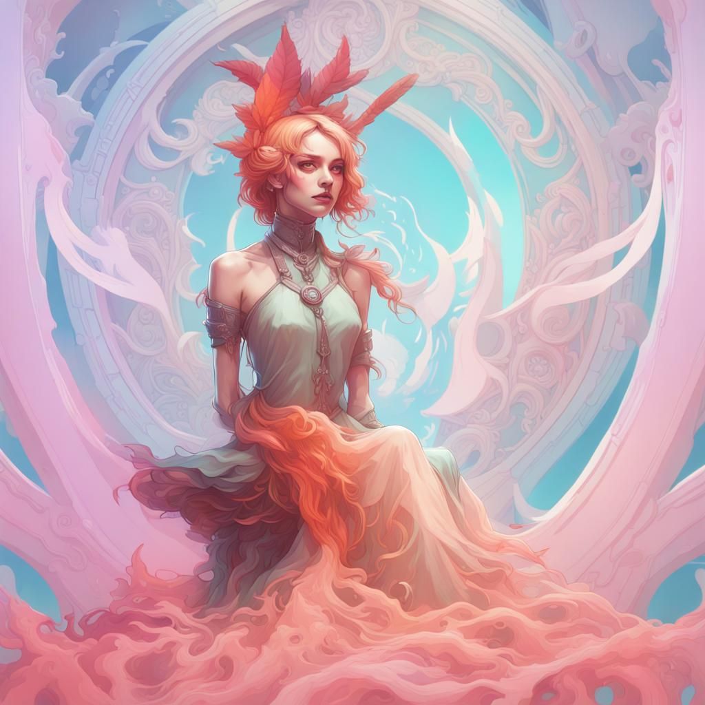 Pastel Goth Portrait in Pop Surrealism Style