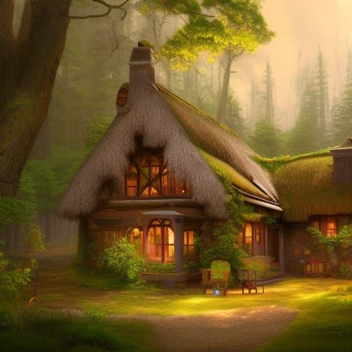 Fantastical Cottage in Forest Concept Art