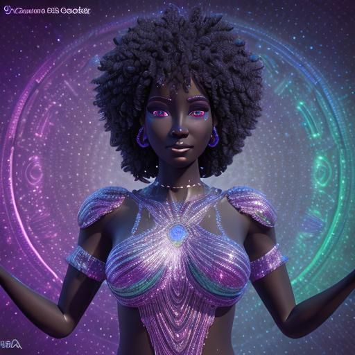 Crystalline Black Goddess: 3D Digital Art