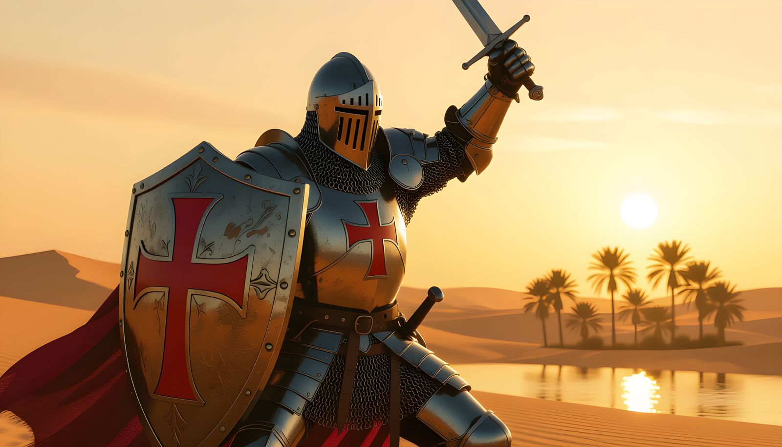 Crusader Knight Advances in Epic Fantasy Landscape