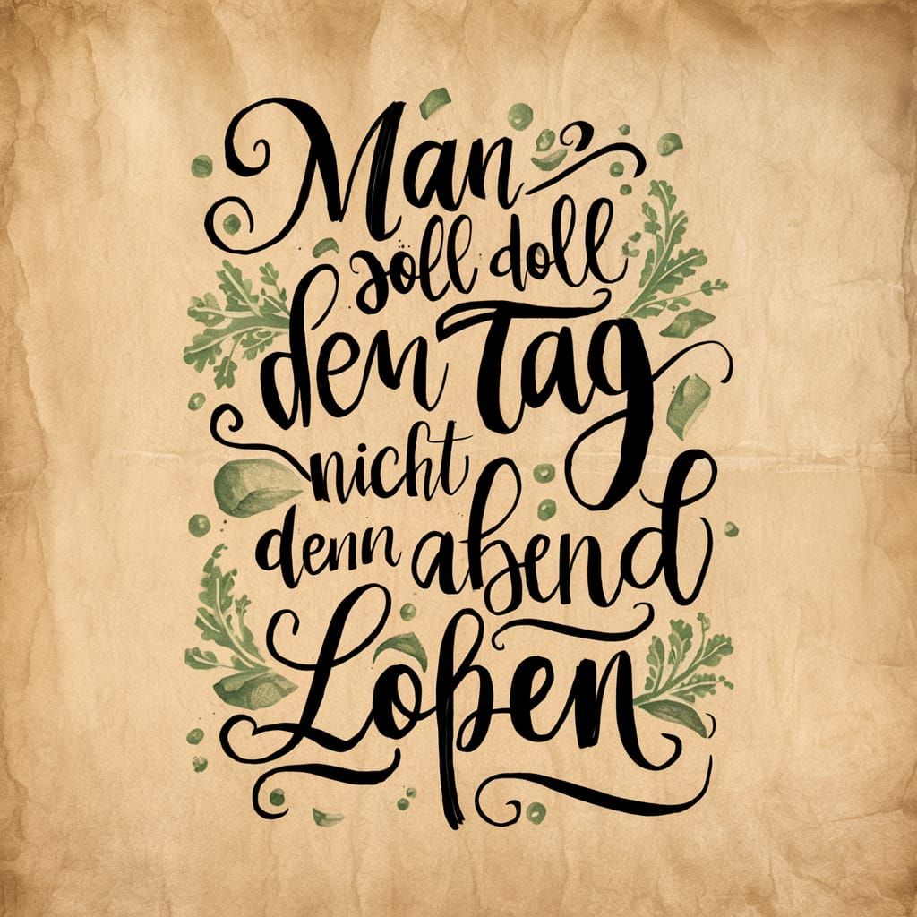 Calligraphic Text Art on Parchment in Watercolor Style