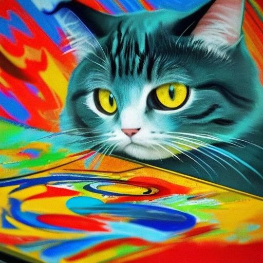 Chef Cat in Elegant Setting: Abstract Expressionism