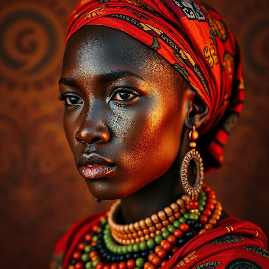 Kenyan Woman in Maasai Attire: Digital Concept Art