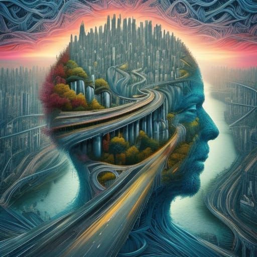 Surreal Cityscape in Constant Flux, with Impossible Forms an...