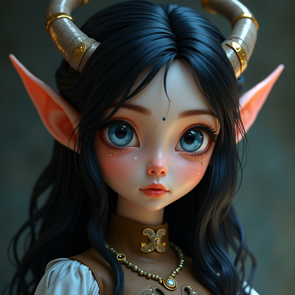 Enchanting Elf Portrait in Art Nouveau Style