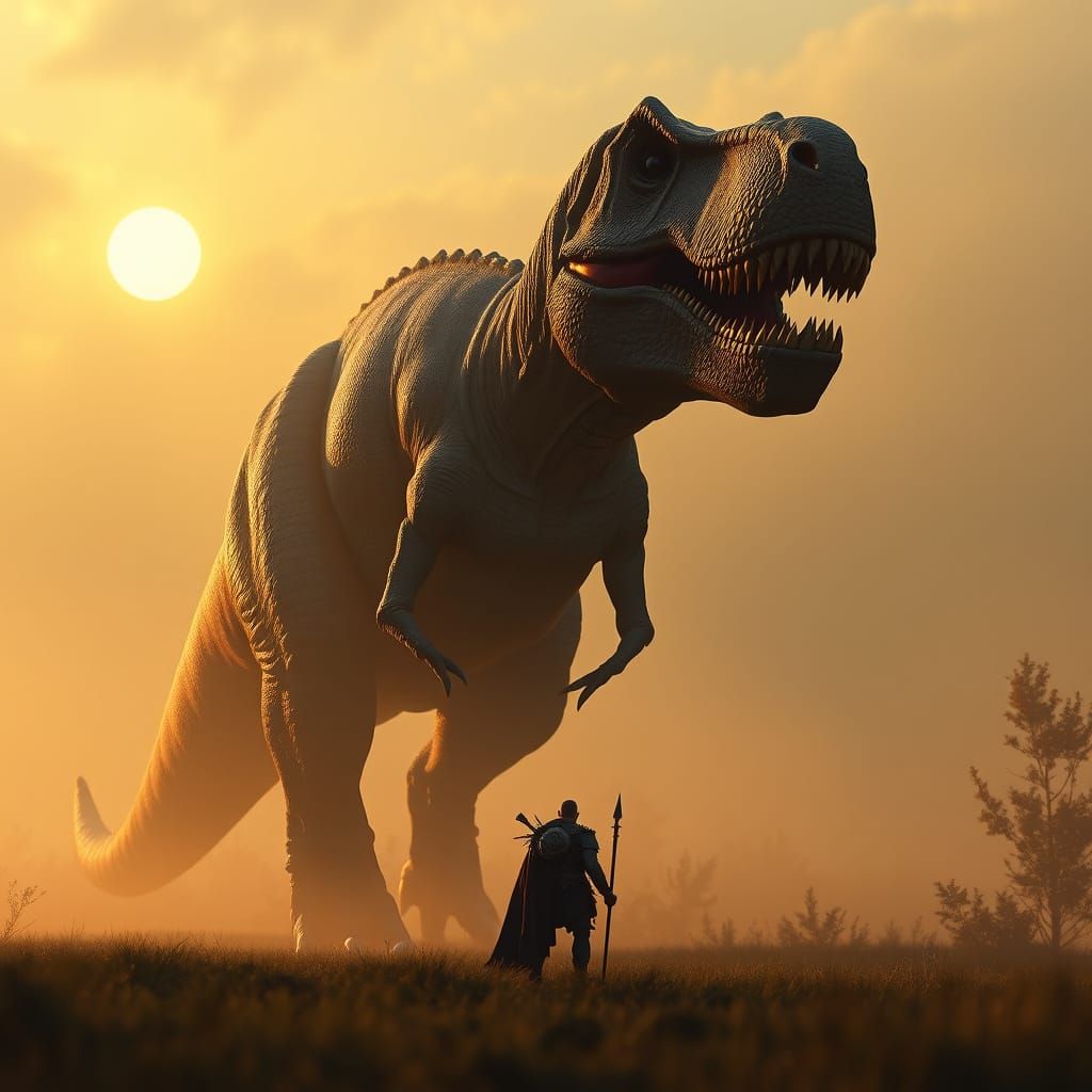 Majestic T-Rex Dominates the Golden Sunset