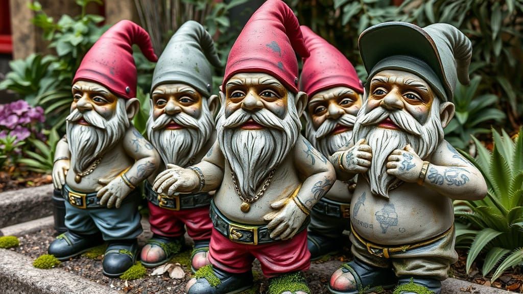 Grunge Garden Gnomes in Street Hip-Hop Style