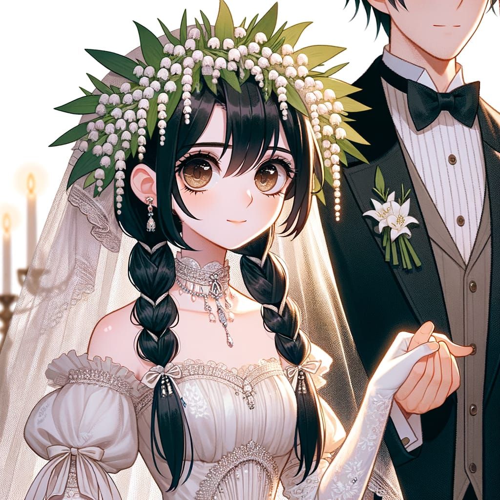 Classic Animation-Inspired Bride in Elegant Wedding Attire
