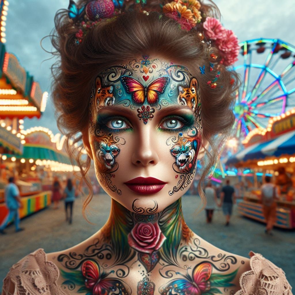Realistic Portrait of a Carnival Beauty in Elegant Attire