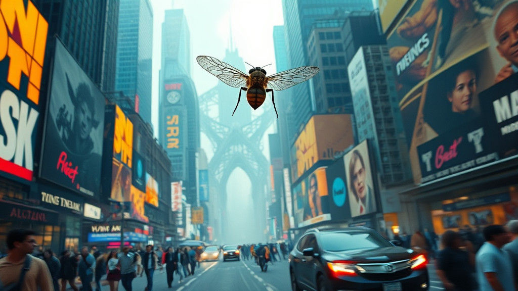 Surreal Fly on Windshield Alcohol Ink Drawing