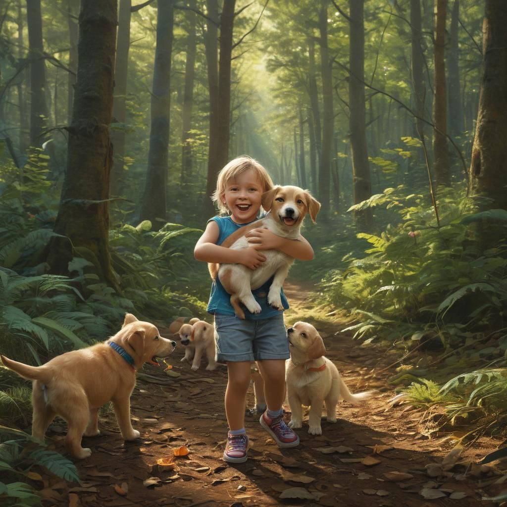 Puppy's Joyful Playtime in Magical Forest