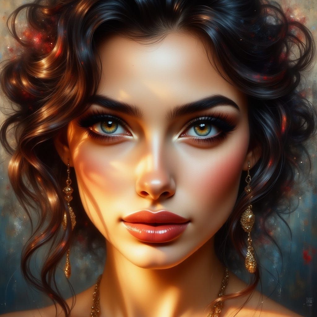 Elegant Woman Portrait in Oil Painting Style