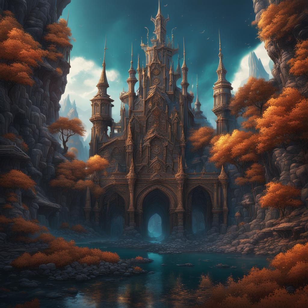 Fantastical Detailed Matte Painting in Deep Color