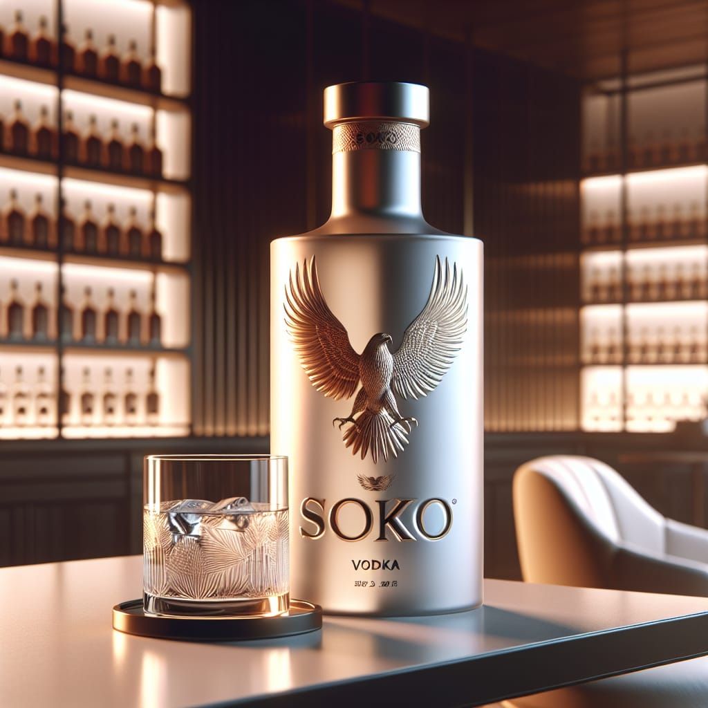 SOKO Vodka Bottle Mockup in Luxury Bar