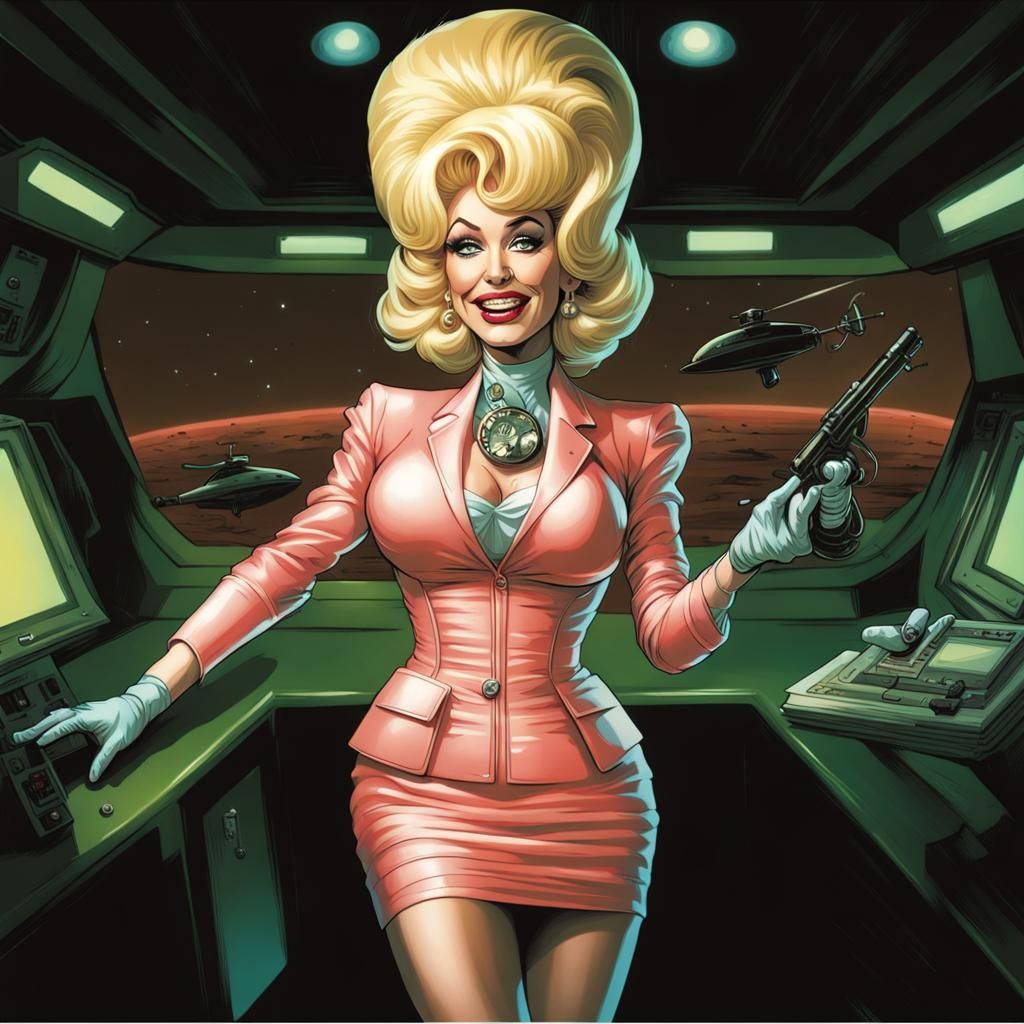 Dolly Parton as Martian Spy Girl: Comic Book Art