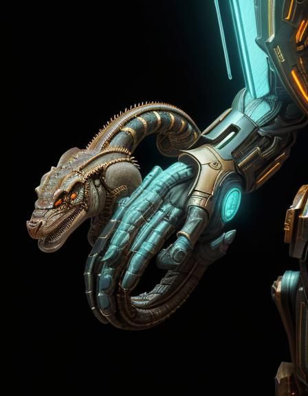 Steampunk Mechanical Snake in Detailed 3D Concept Art