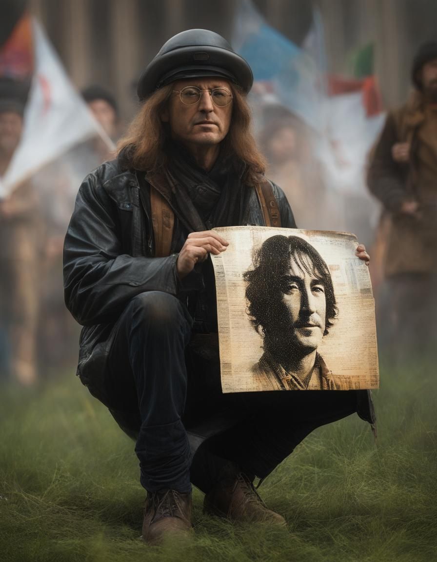 Surreal Peace Protest Inside Hippy Face