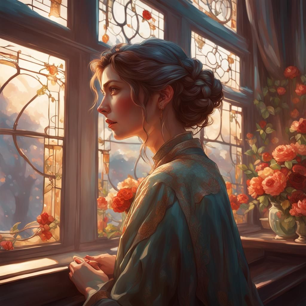 Romantic Woman Portrait with Dynamic Lighting