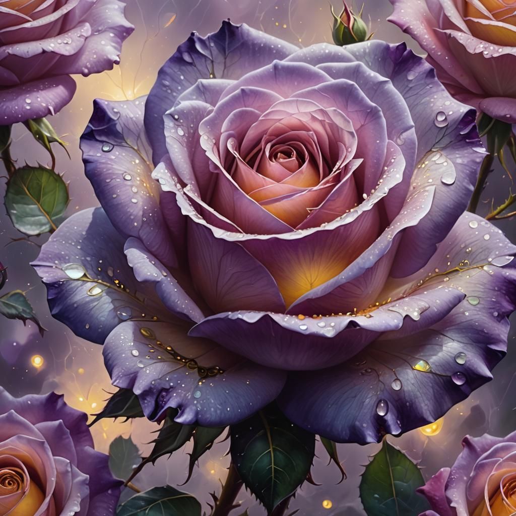 Glowing Purple Rose in Ethereal Fantasy Style