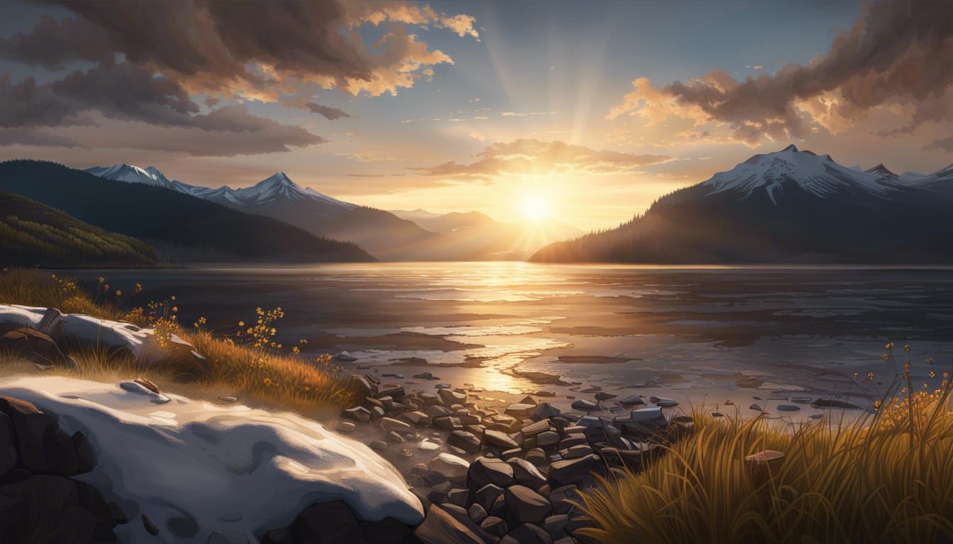 Hyperrealistic Sunrise Over Columbia River Gorge