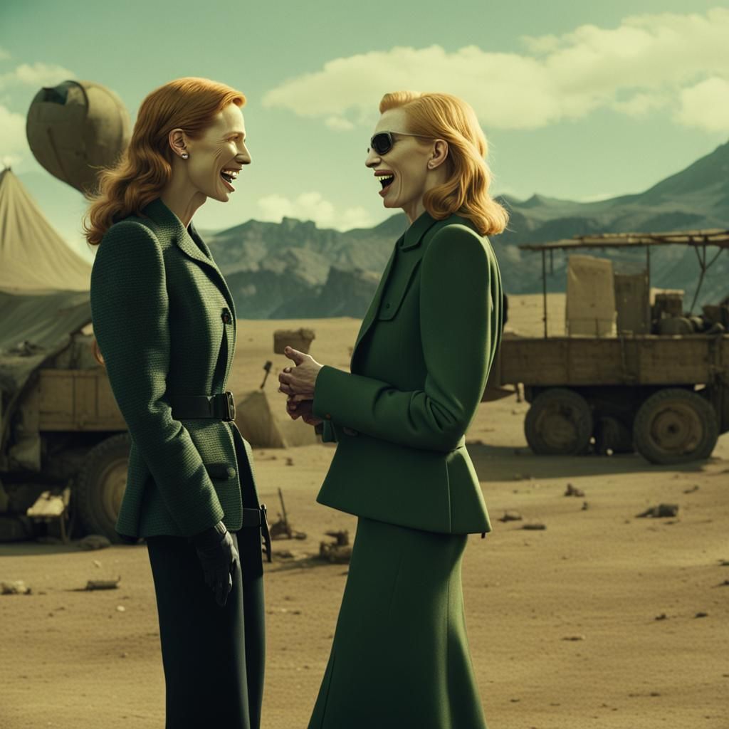 Cate Blanchett Jokes with Jessica Chastain: Film Still
