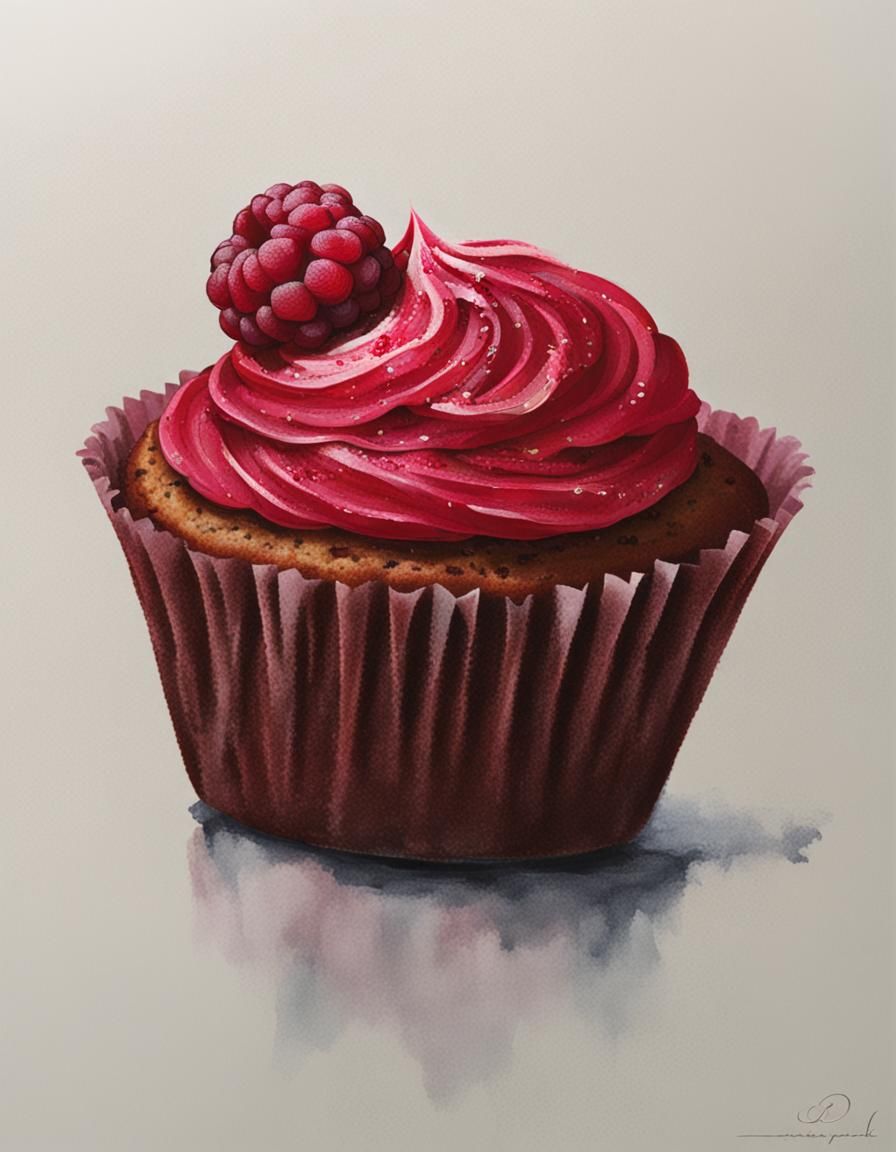 Raspberry Cupcake Still Life