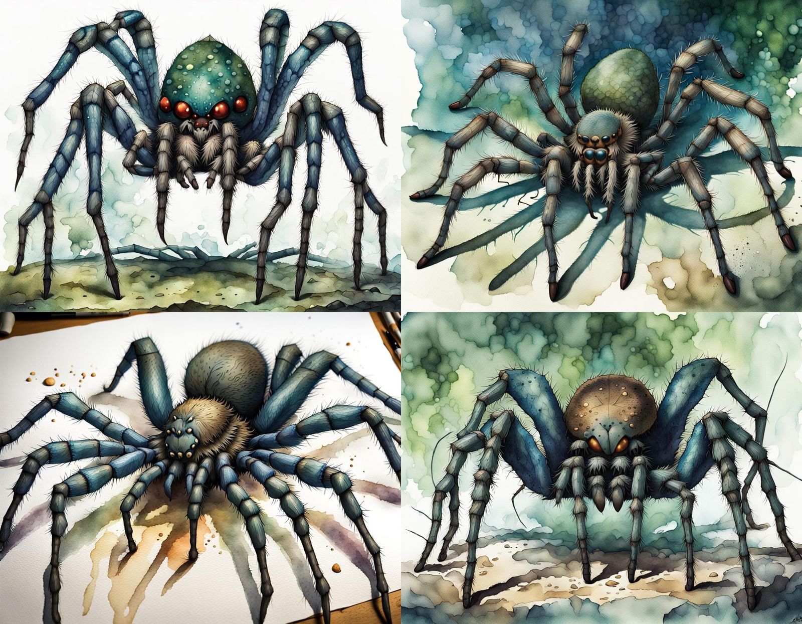 Giant Tarantula Spider in Stylized Watercolor Visuals