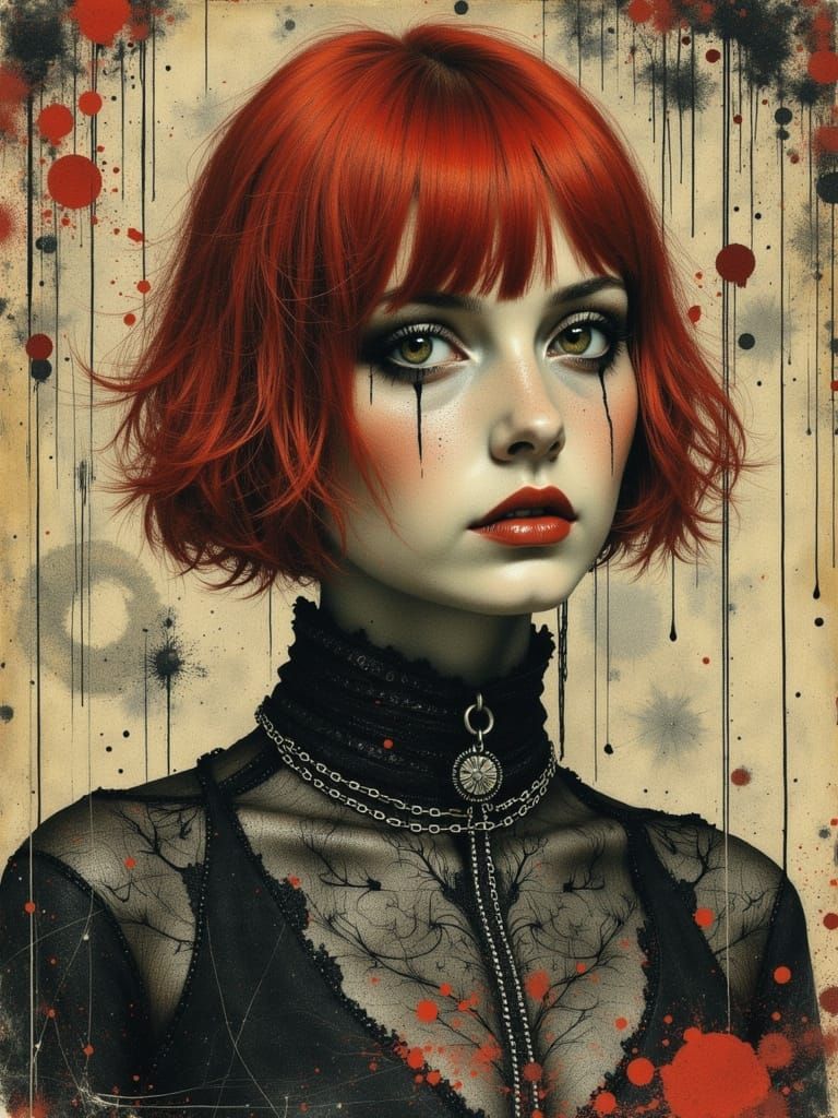 Gothic Portrait in Abstract Art Nouveau Style