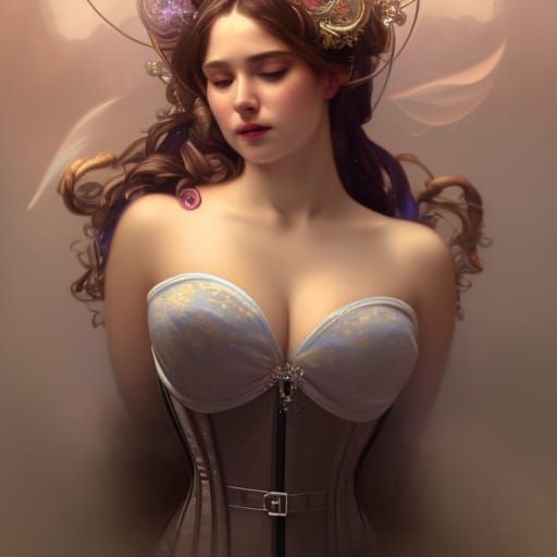 Ethereal Woman Portrait in Art Nouveau Style