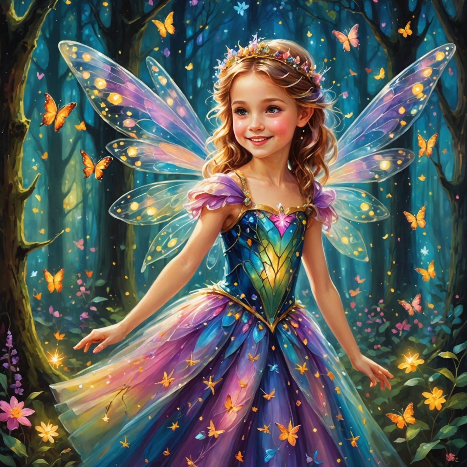 Fairy Princess in Vibrant Impressionistic Style