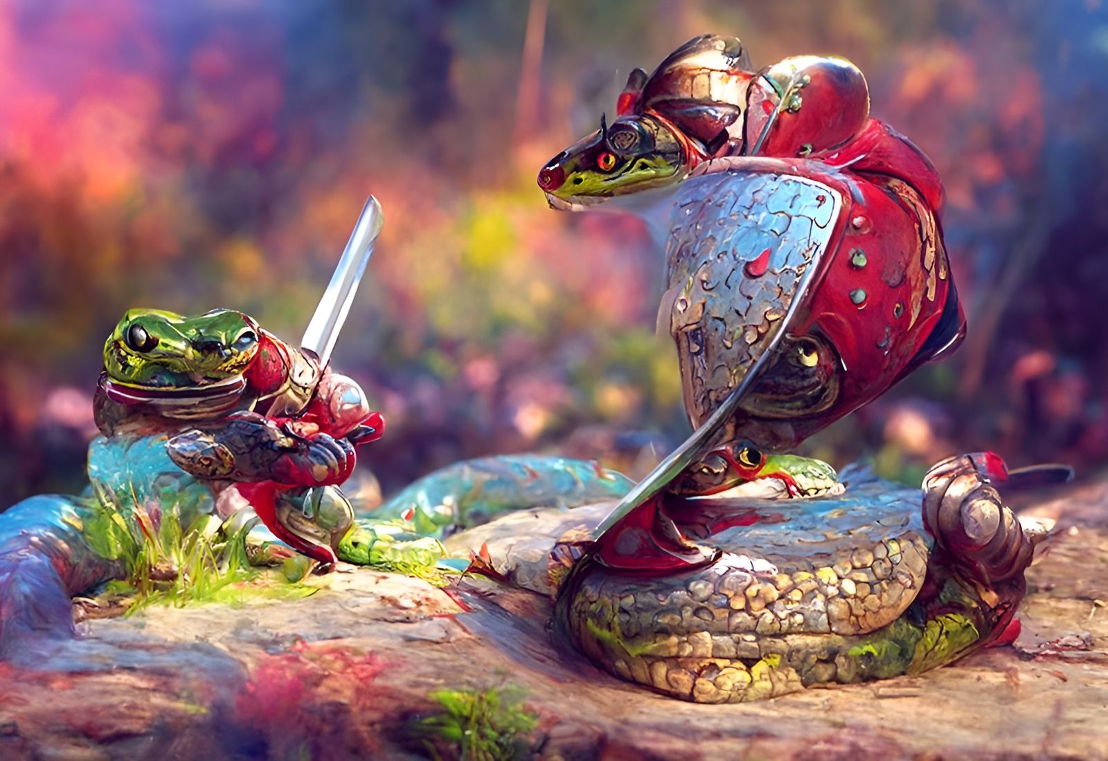 Frog Knight's Battle Against the Red Serpent