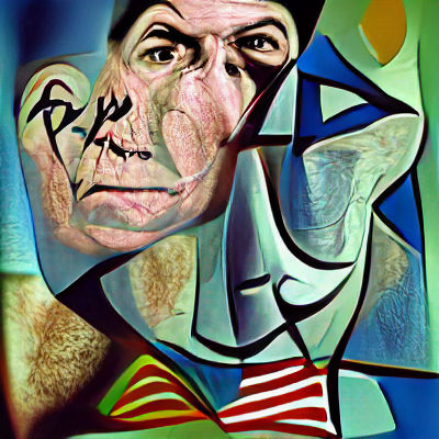 Ronald Reagan Portrait in Cubist Style