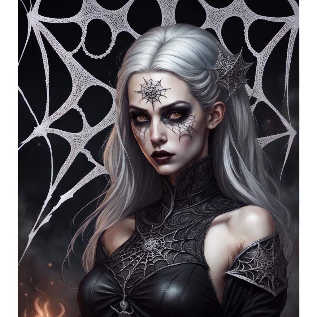 Undead Sorceress Dark Cleric Portrait in Hyperrealistic Styl...