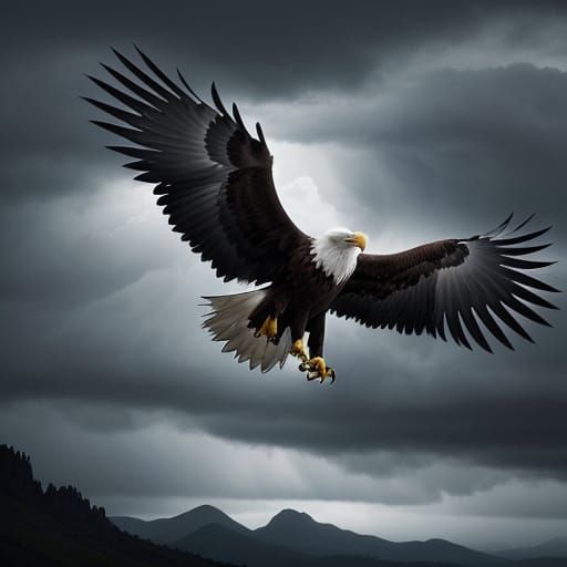 Eagle Soaring Through Stormy Sky: Wildlife Photography