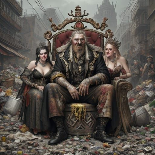Grotesque Royal Court in a Sea of Trash
