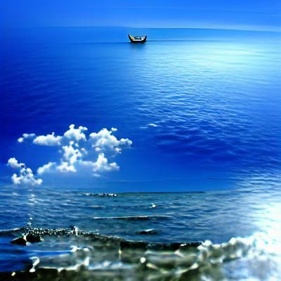 AI Image of Peaceful Blue Sea and Sky