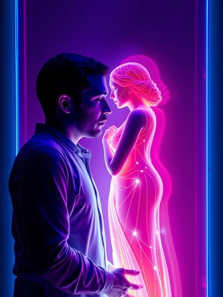 Man Sighs in UV Light: A Digital Sculpture