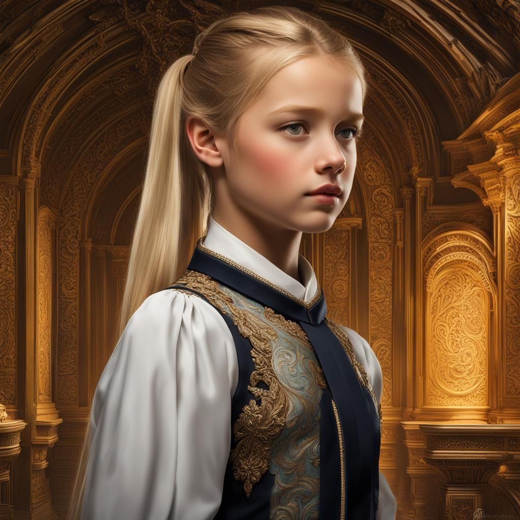 Elegant Portrait of Young Girl in Formal Dress