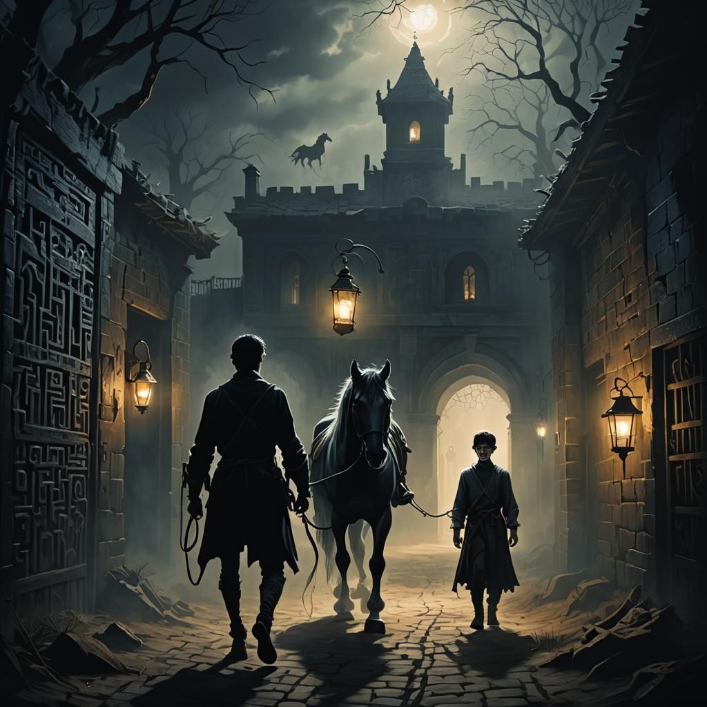 Ethereal Ghost Horse in Dark Fantasy Painting