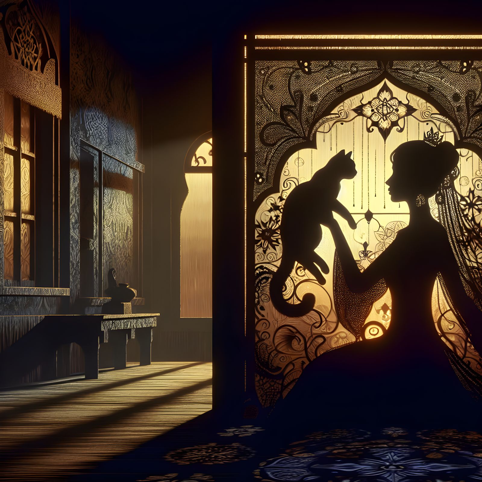 Mysterious Woman Silhouette by the Window