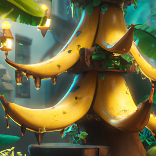 Fantastical Banana Matte Painting in Deep Color