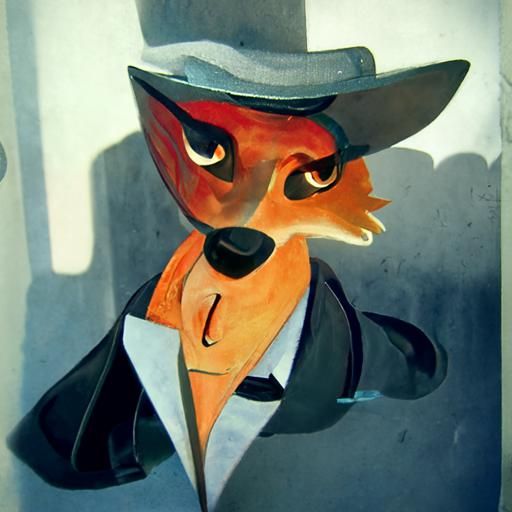 Film Noir Fox Detective: Pixar Character Concept