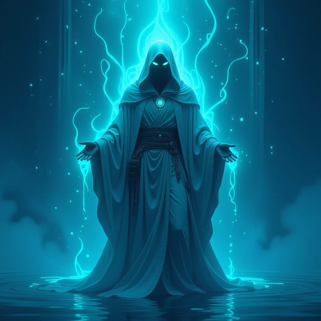 Bioluminescent Figure in Ethereal Neon Noir Style