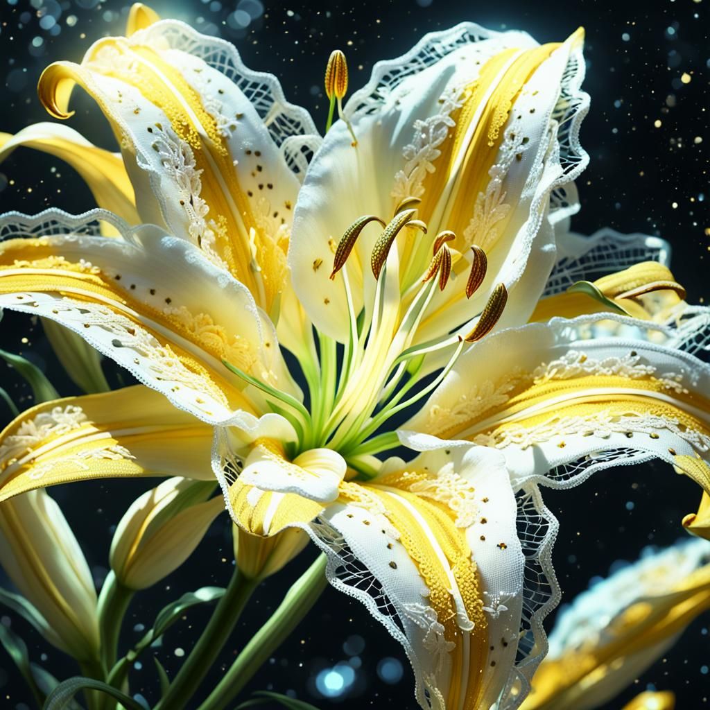 Lace Stargazer Lily in Fantasy Space