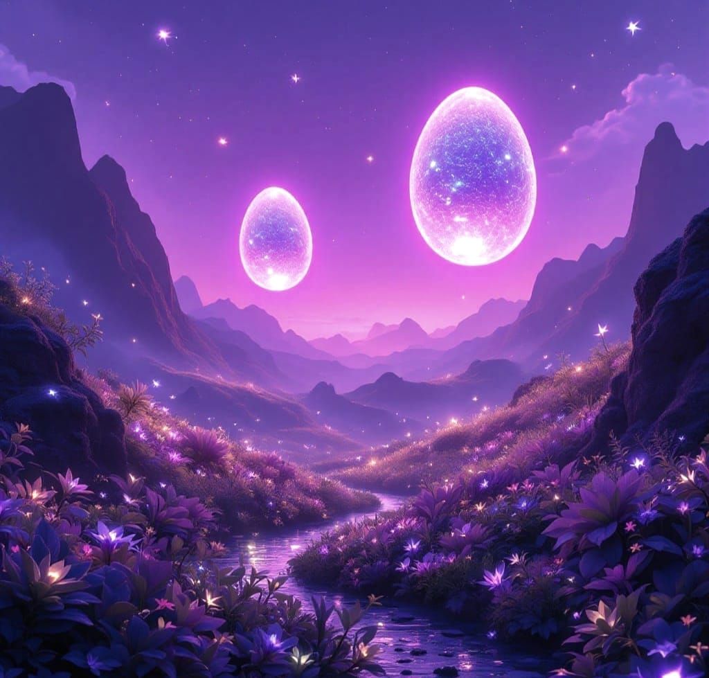 Ethereal Spaceships in Iridescent Skies of a Mystical Alien ...