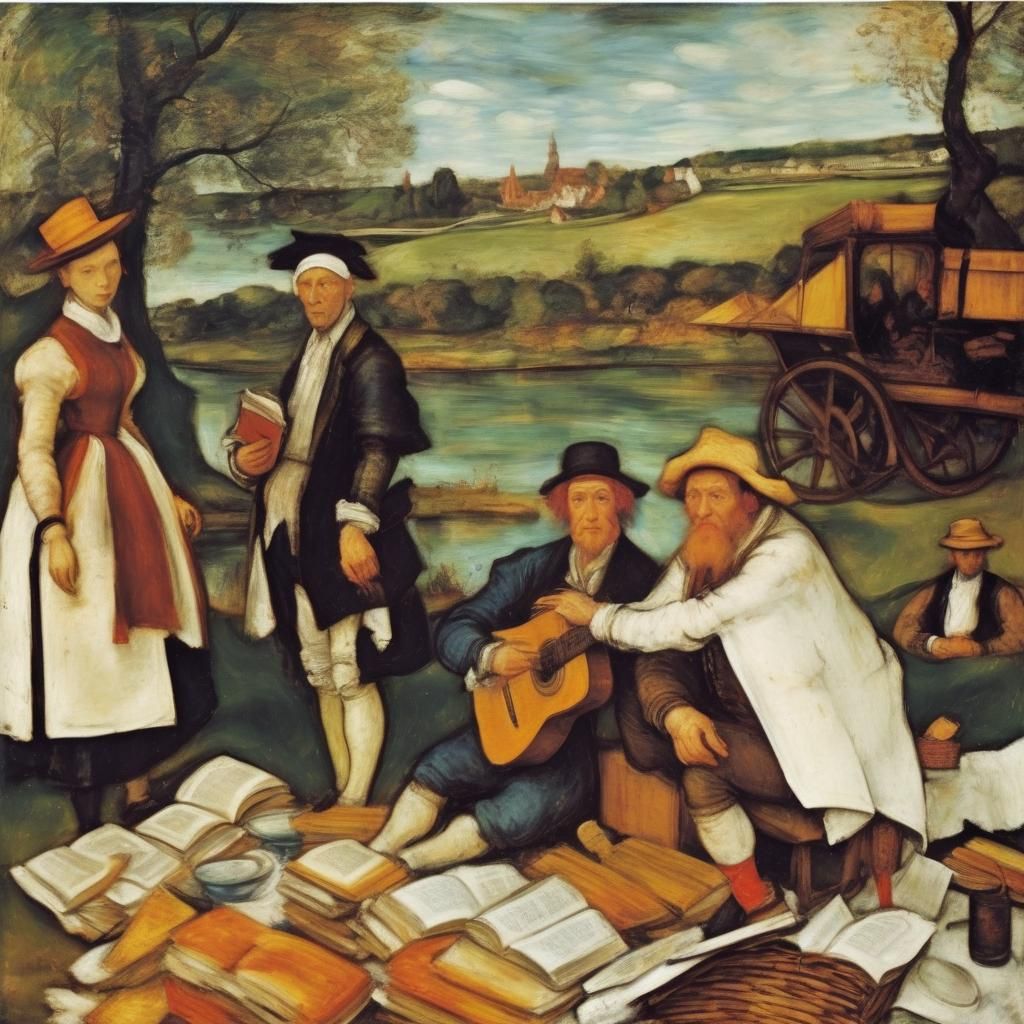 Picnic Reader in the Style of Old Masters