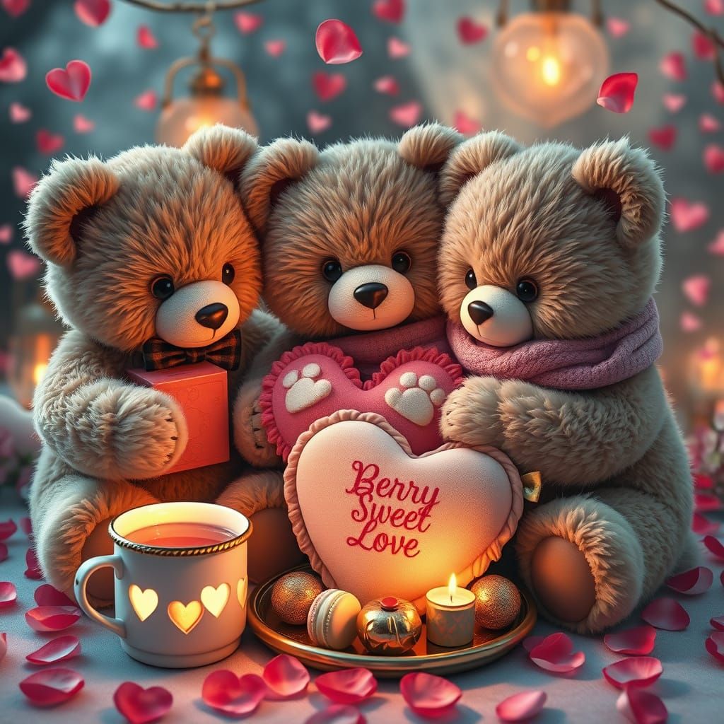 Whimsical Bears Celebrate Valentine's in Candlelit Intimacy