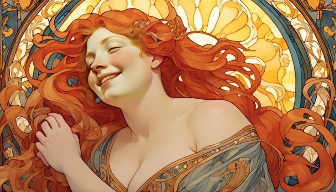 Curvy Venus Inspired by Botticelli, Klimt and Mucha