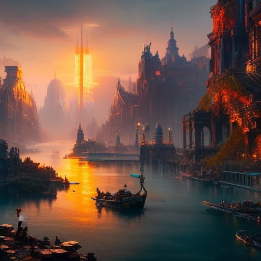 Hyperdetailed Brooklyn Masterpiece in Orange and Teal