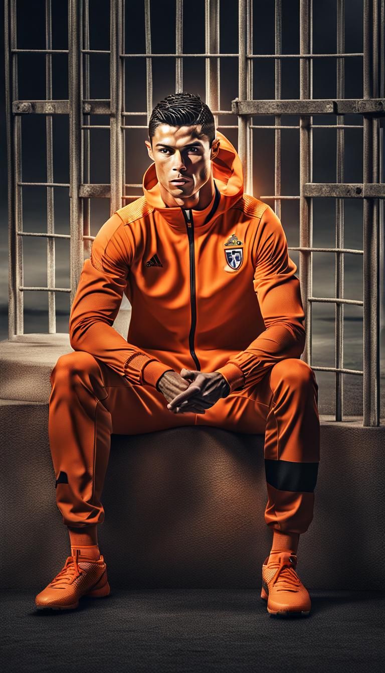 Cristiano Ronaldo in a orange "prison" suit outfit